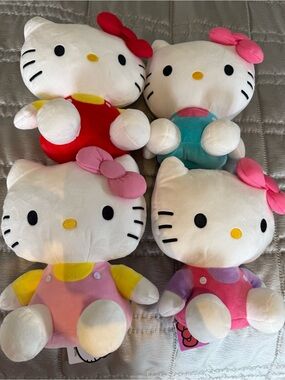 BUNDLE OF FOUR BNWT Hello Kitty 9” Stuffed Dolls - 4 Different Color Variations